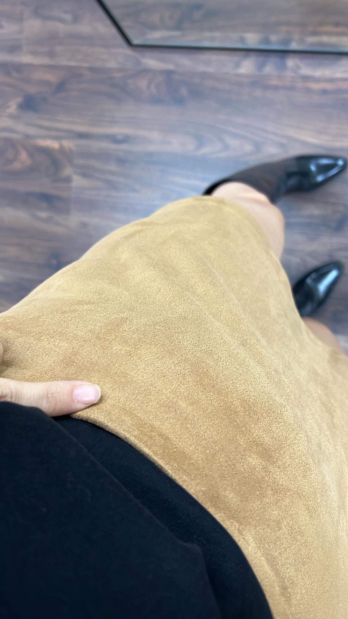 Taba Süet Mini Etek