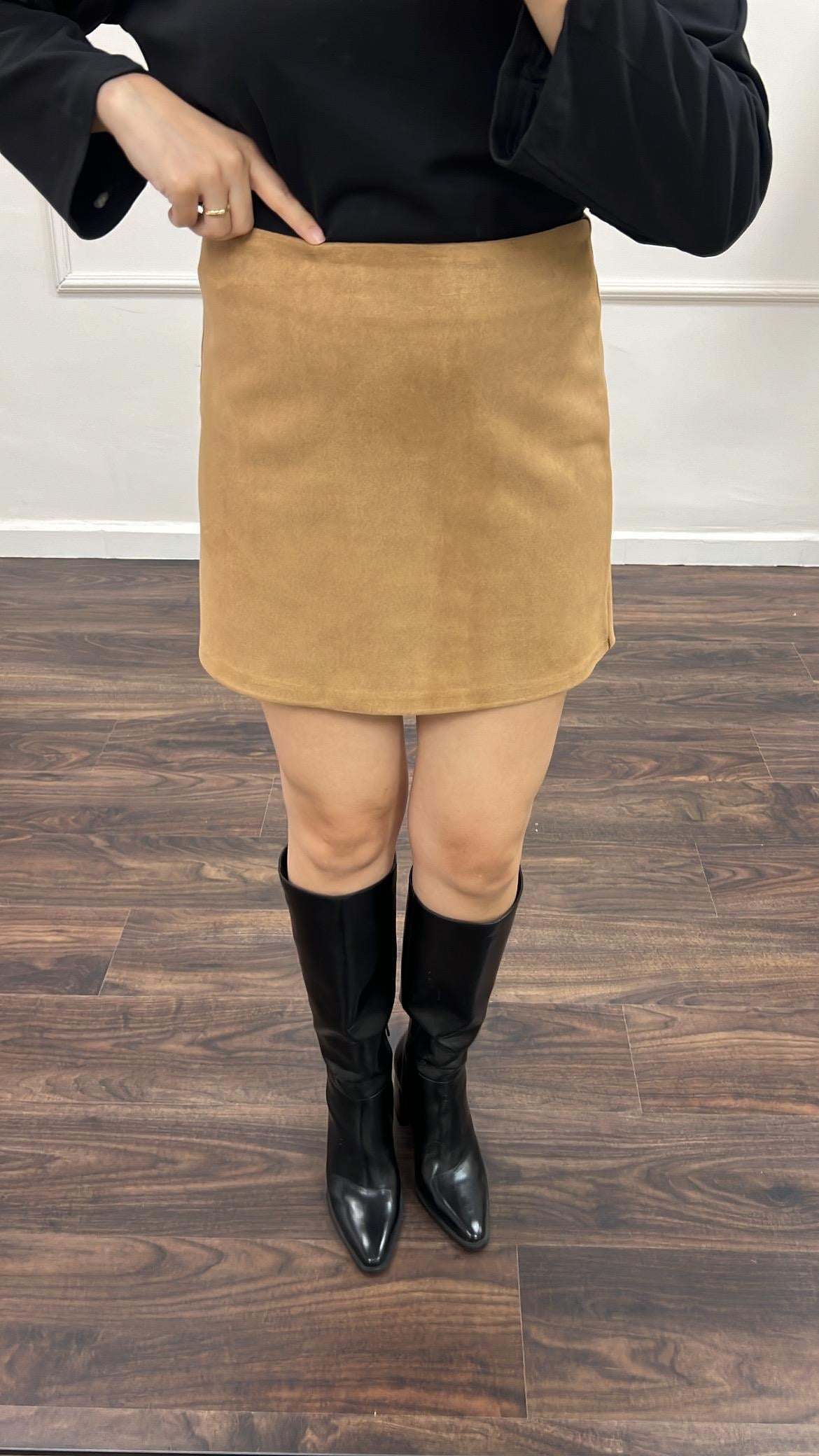 Taba Süet Mini Etek