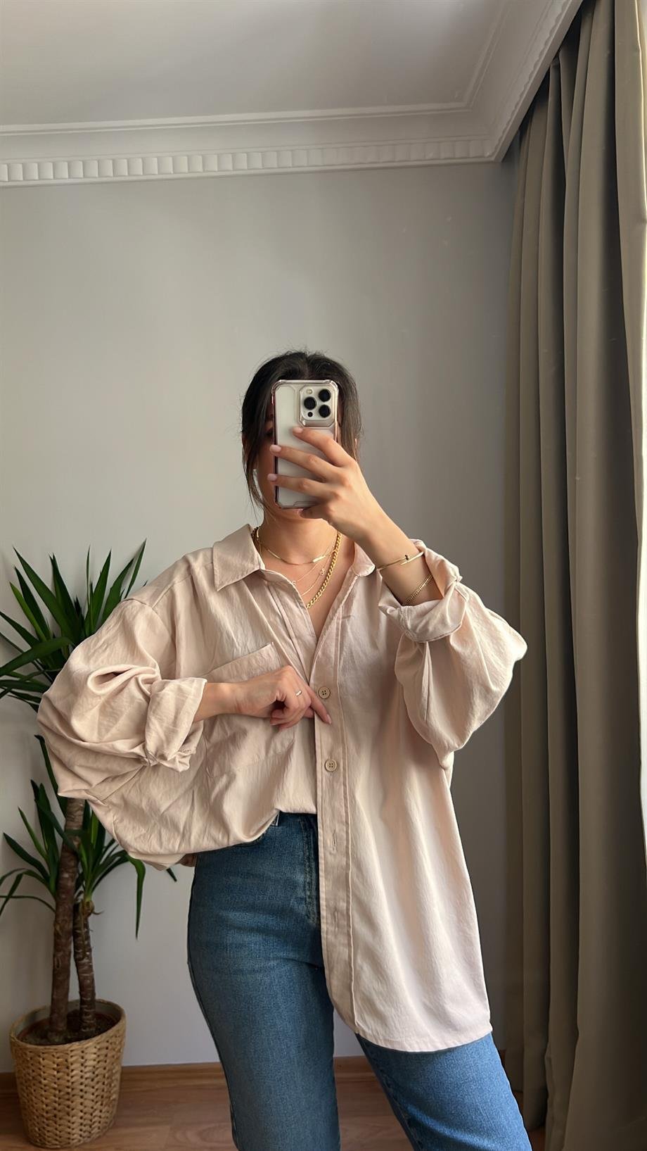 Taş Oversize Gömlek