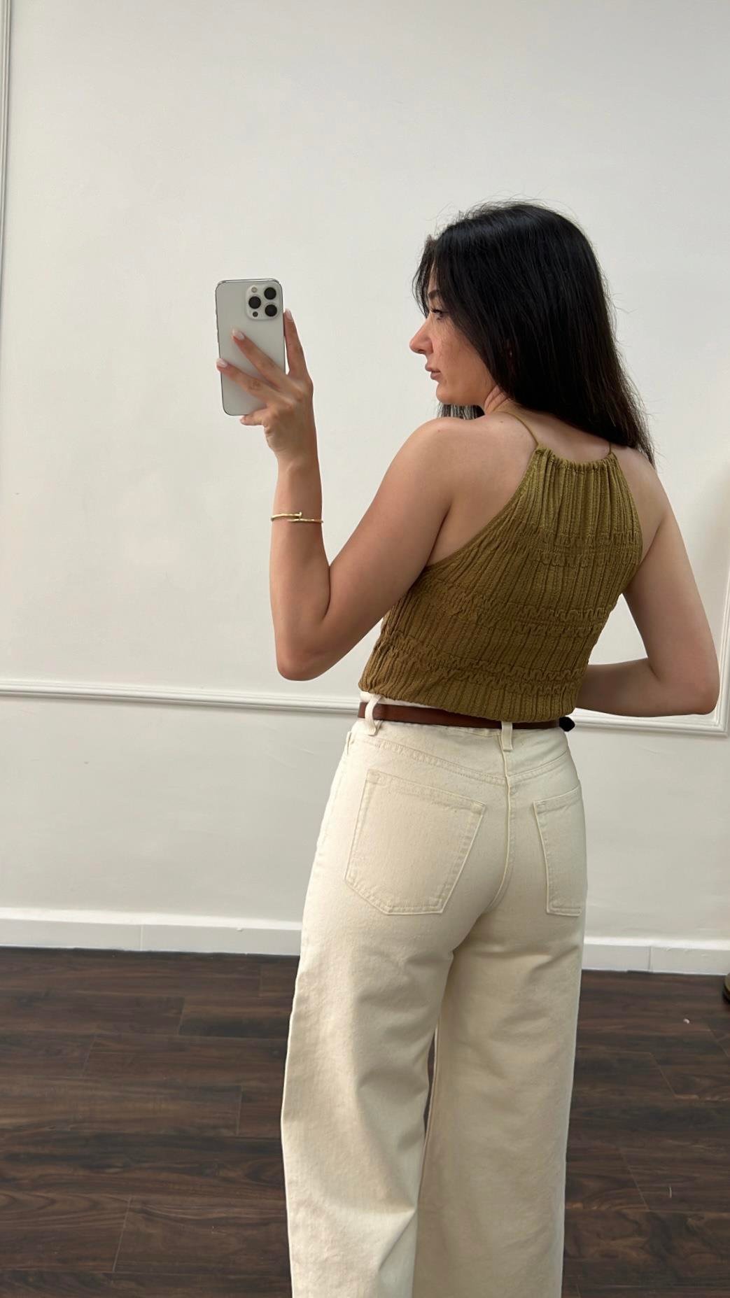 Tip Olive Bağcıklı Triko Atlet 