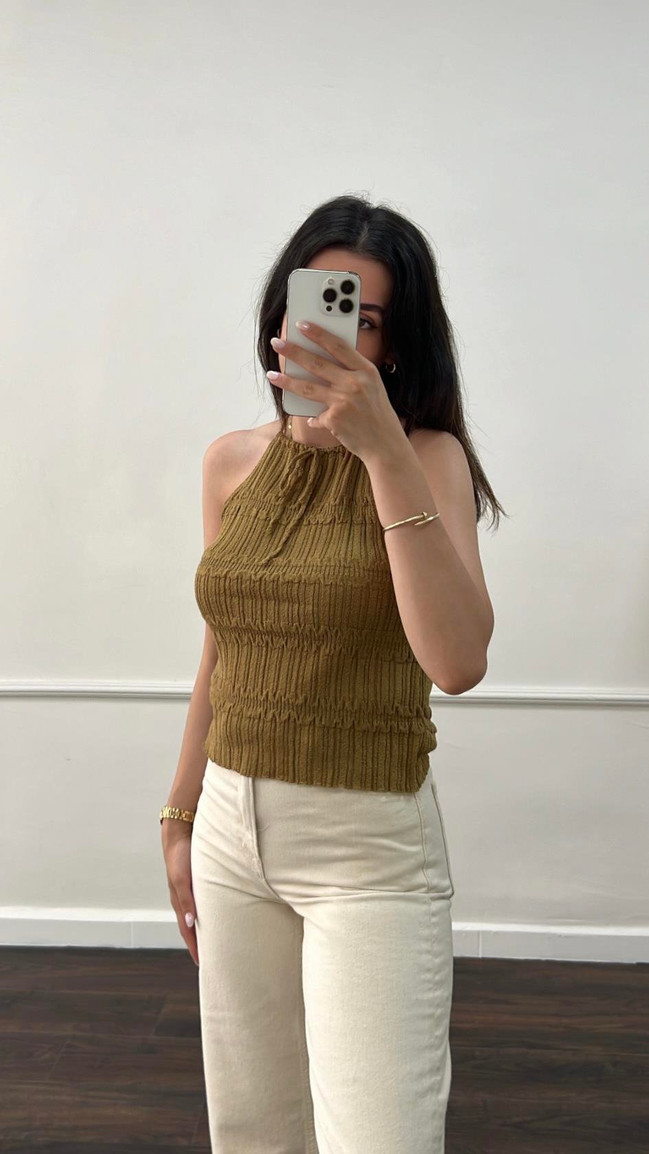 Tip Olive Bağcıklı Triko Atlet 