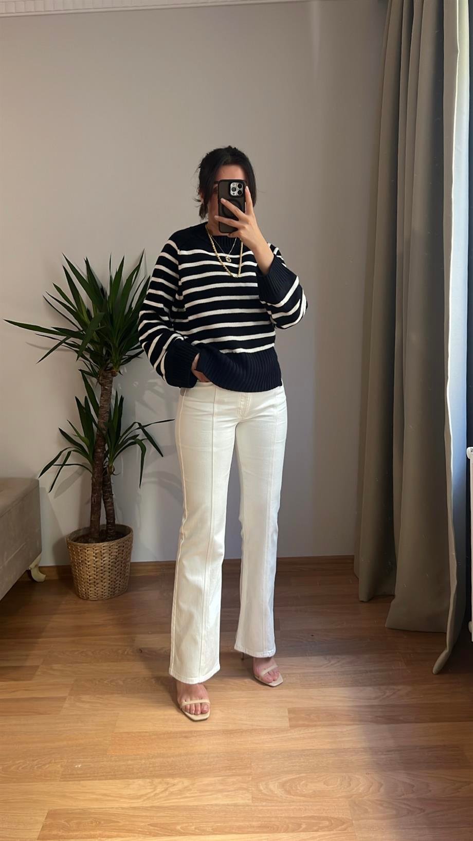 TUDİ EKRU FLARE MODEL YÜKSEK BEL JEAN