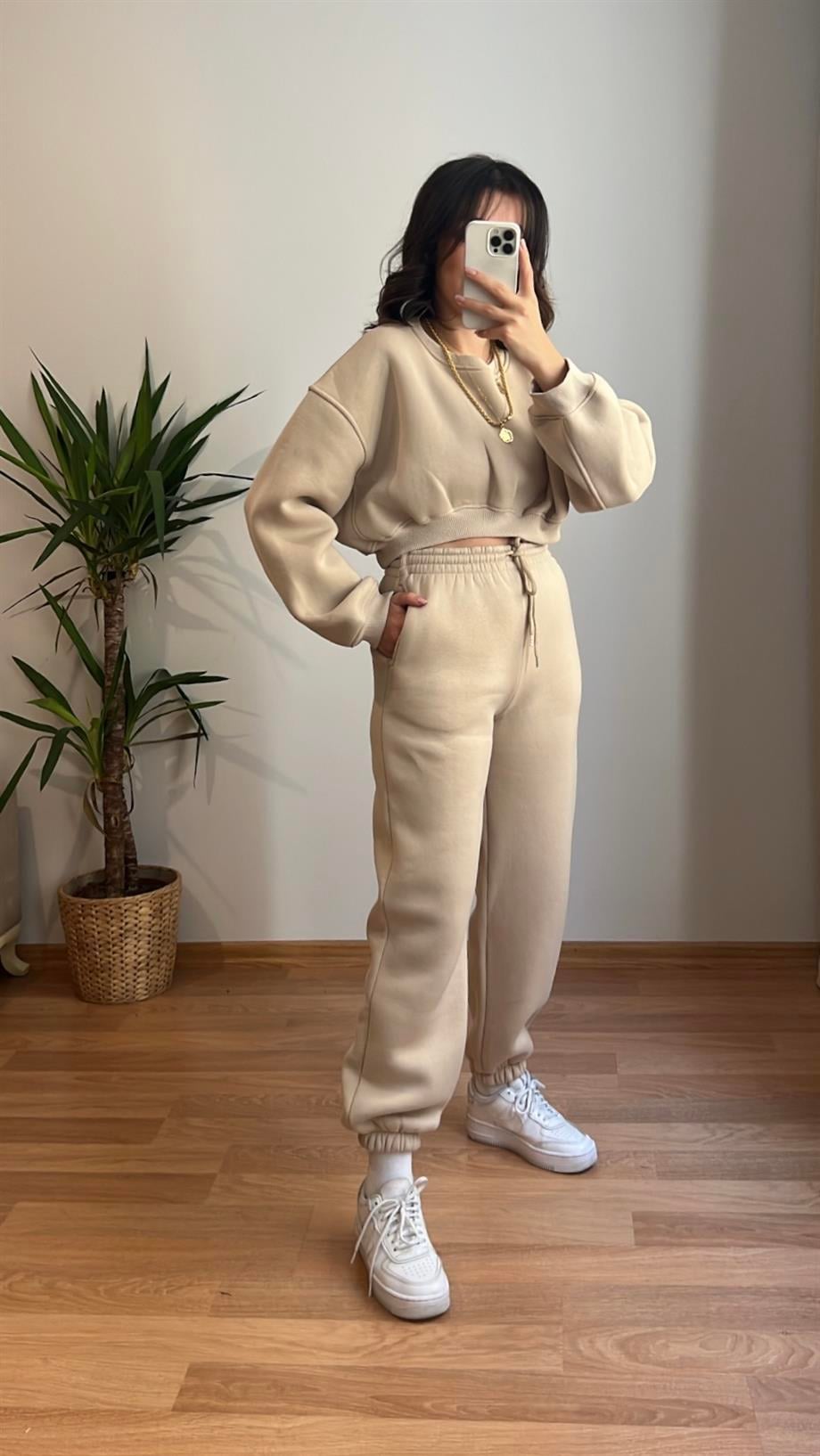 VANİLYA BASIC JOGGER PANTOLON CROP SWEATSHIRT