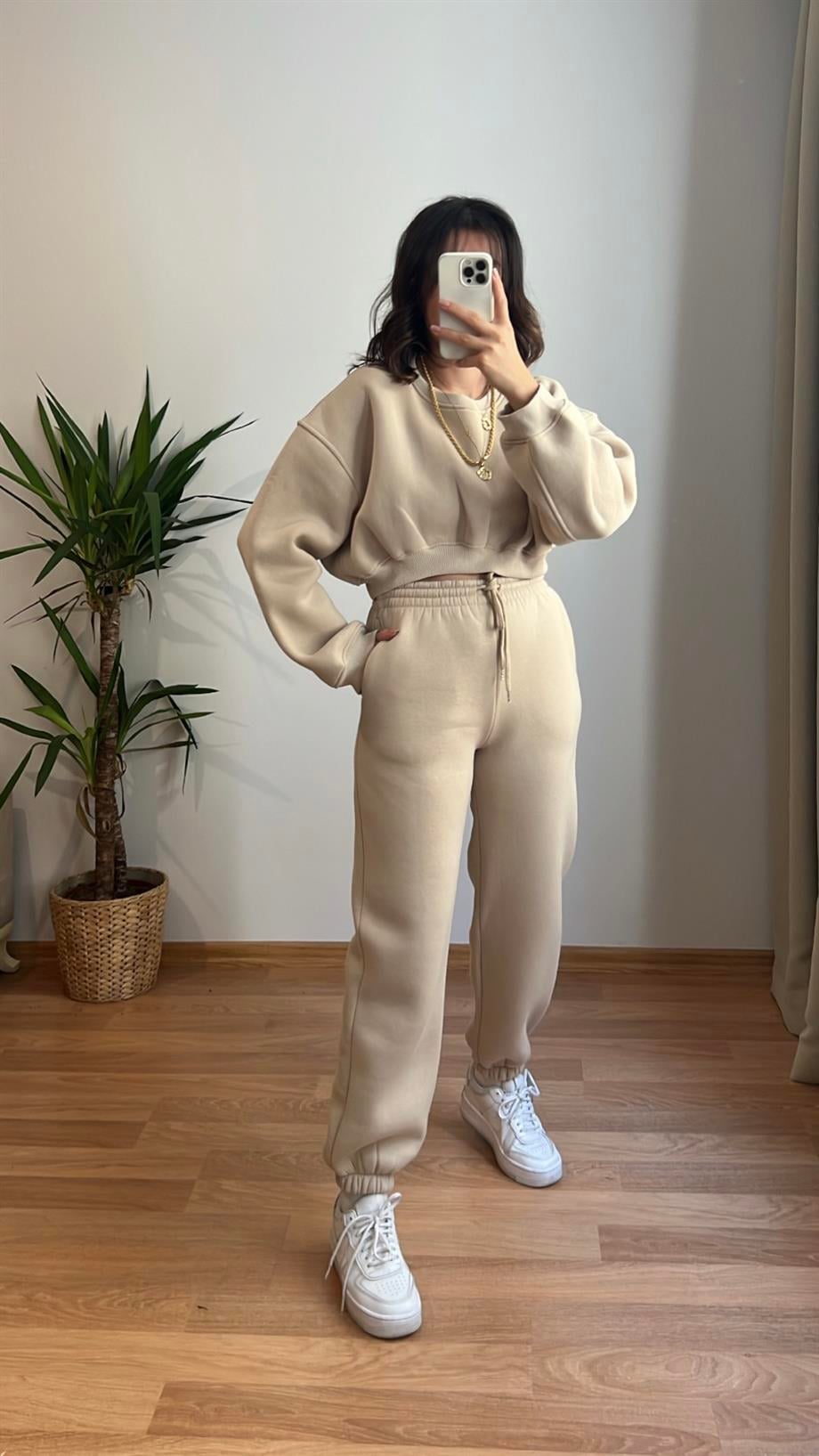 VANİLYA BASIC JOGGER PANTOLON CROP SWEATSHIRT