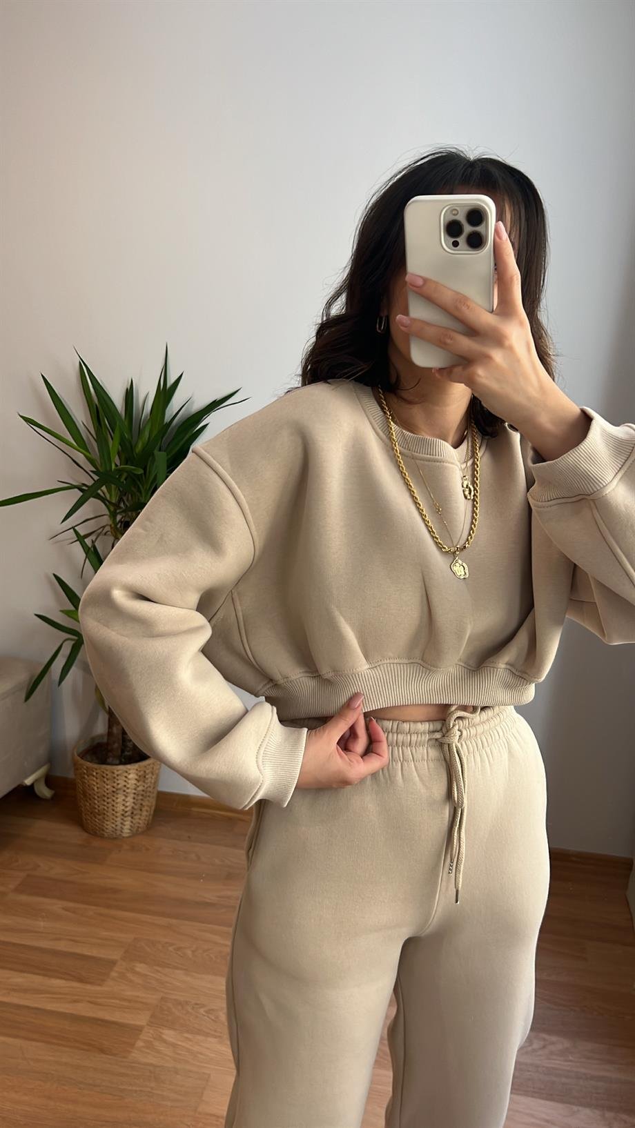 VANİLYA BASIC JOGGER PANTOLON CROP SWEATSHIRT
