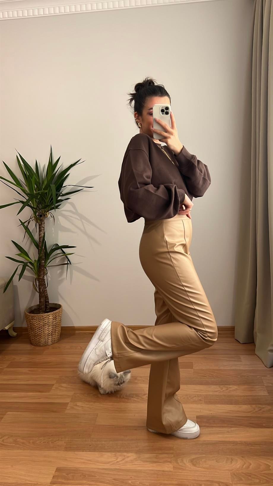 VANİLYA FLARE DERİ PANTOLON