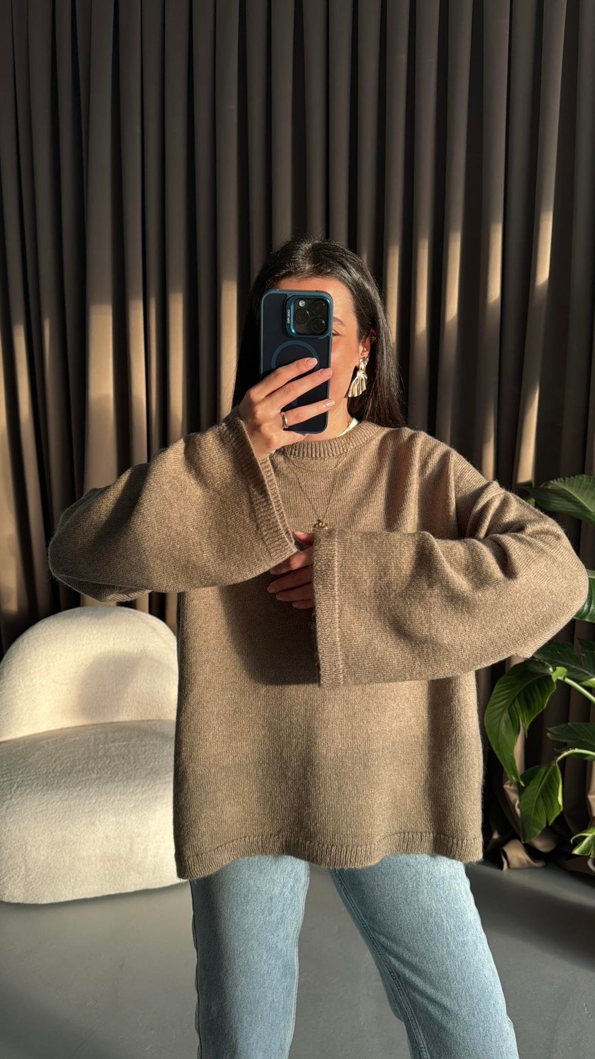 Vizon Bisiklet Yaka Oversize Triko Kazak