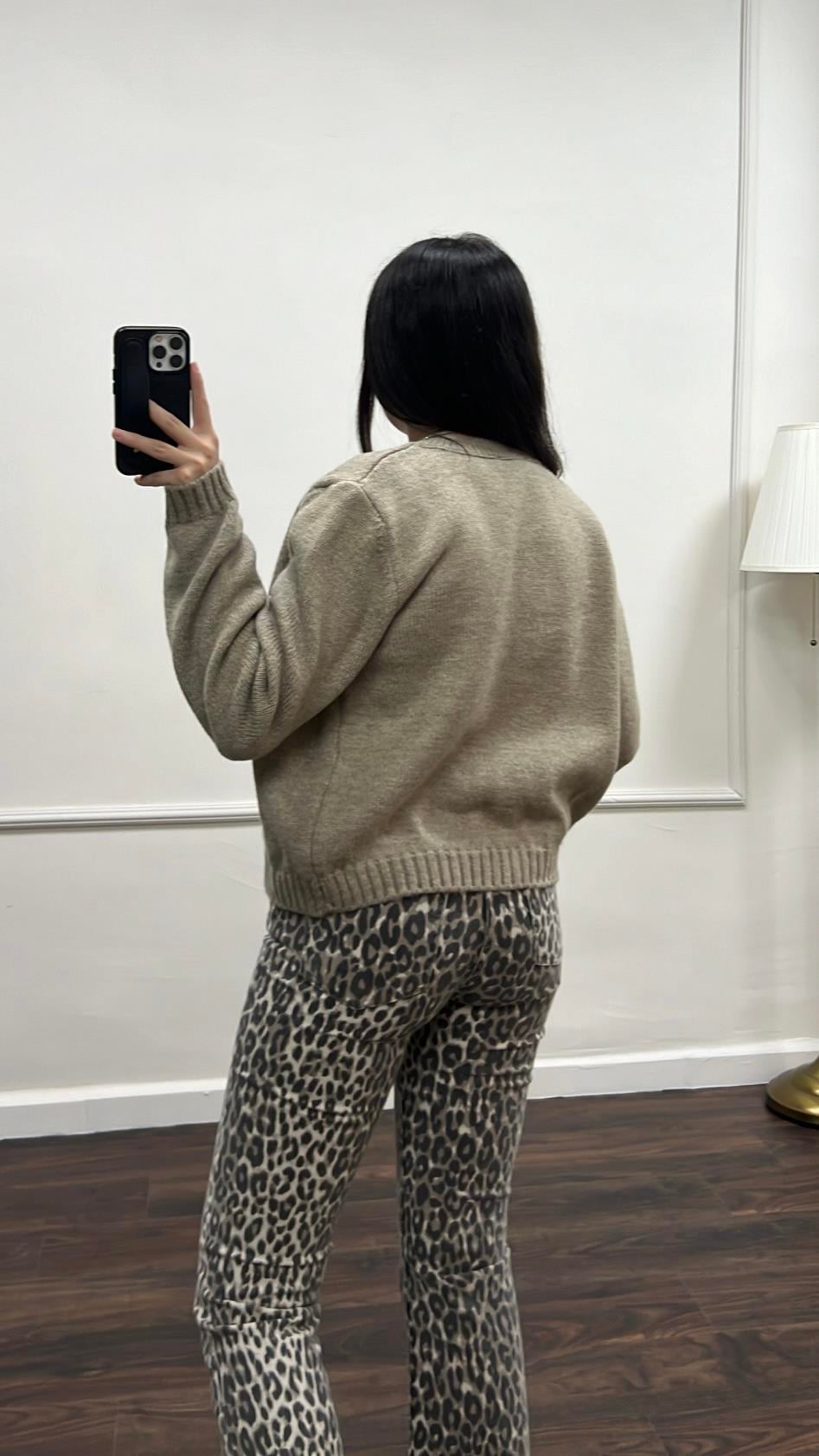 Vizon Mini Düğme Detaylı Basıc Hırka