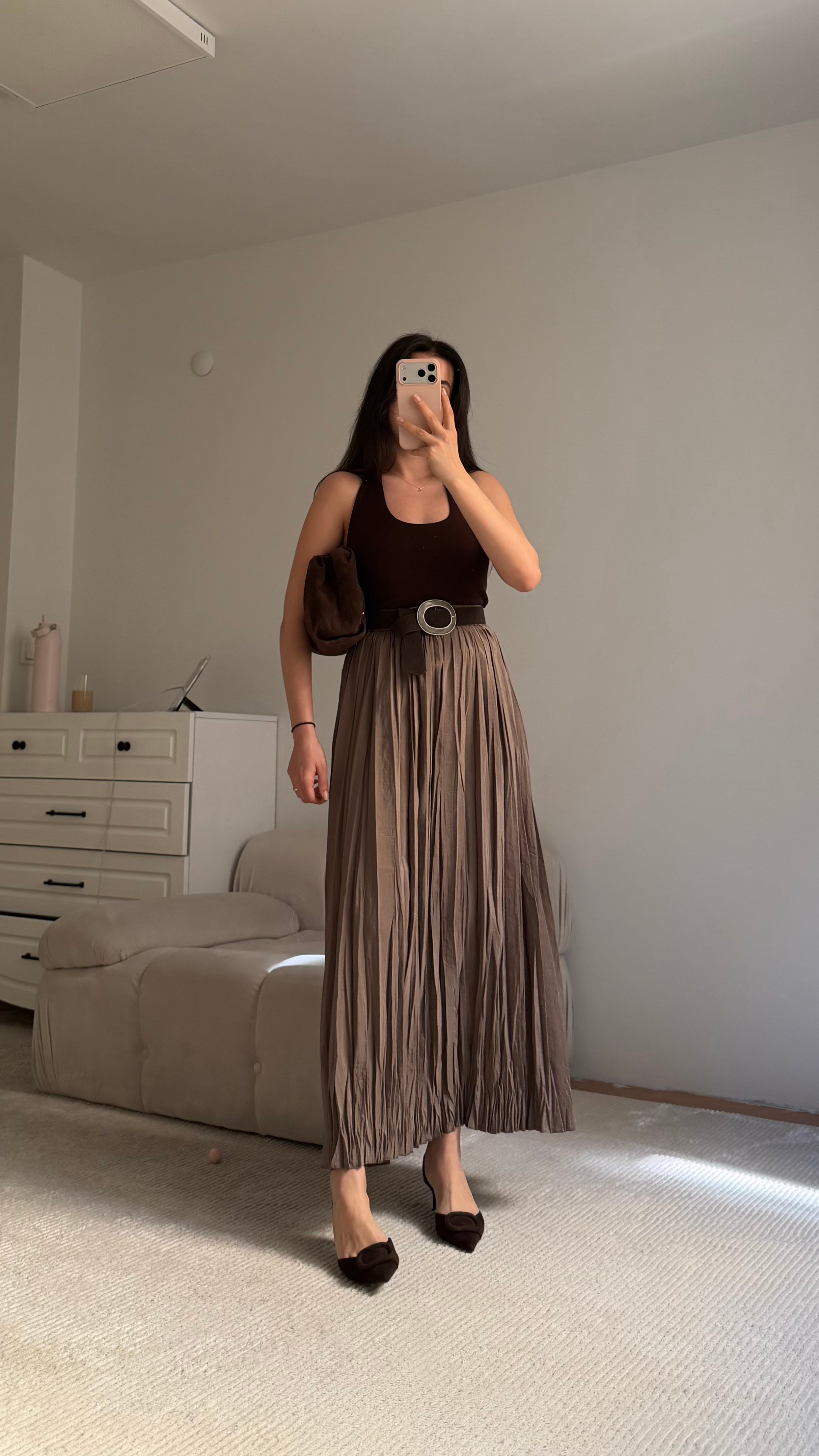 Vizon Tensel Pamuklu Crush Etek 