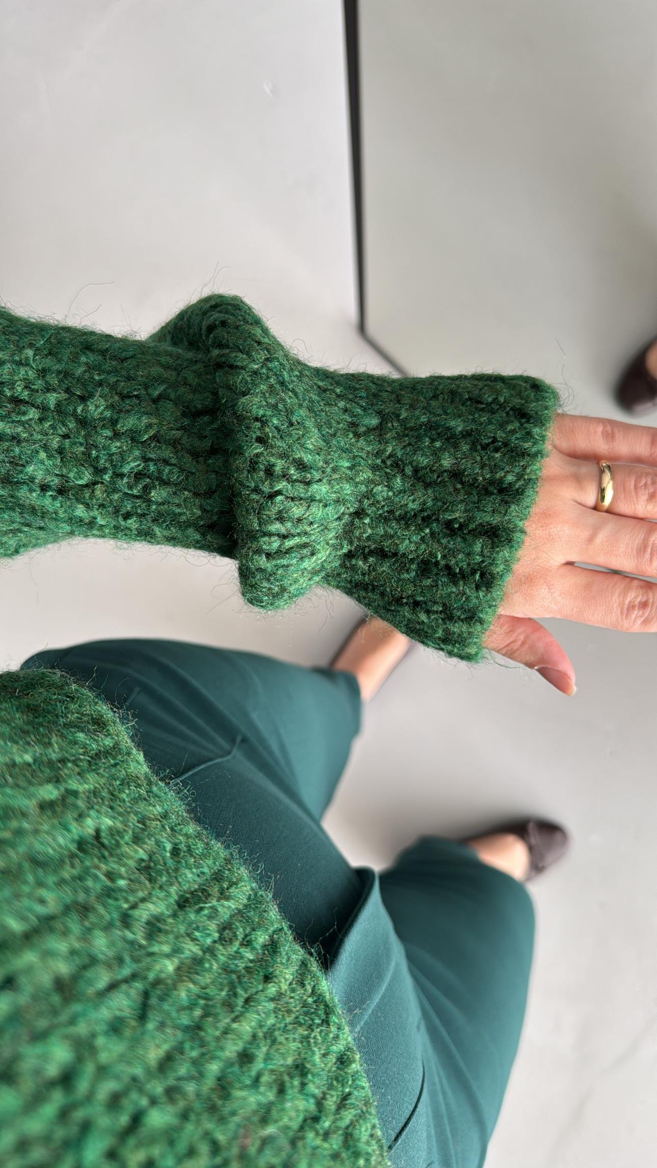 Yeşil Triko Örme Kazak