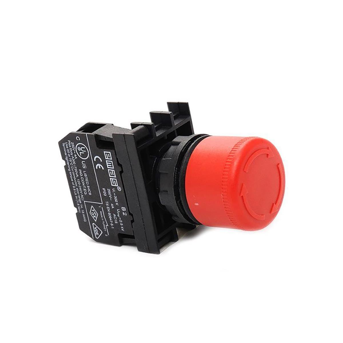 Emas B102E30 Acil Stop Butonu 1Na+1Nk Çevirmeli Ø30mm
