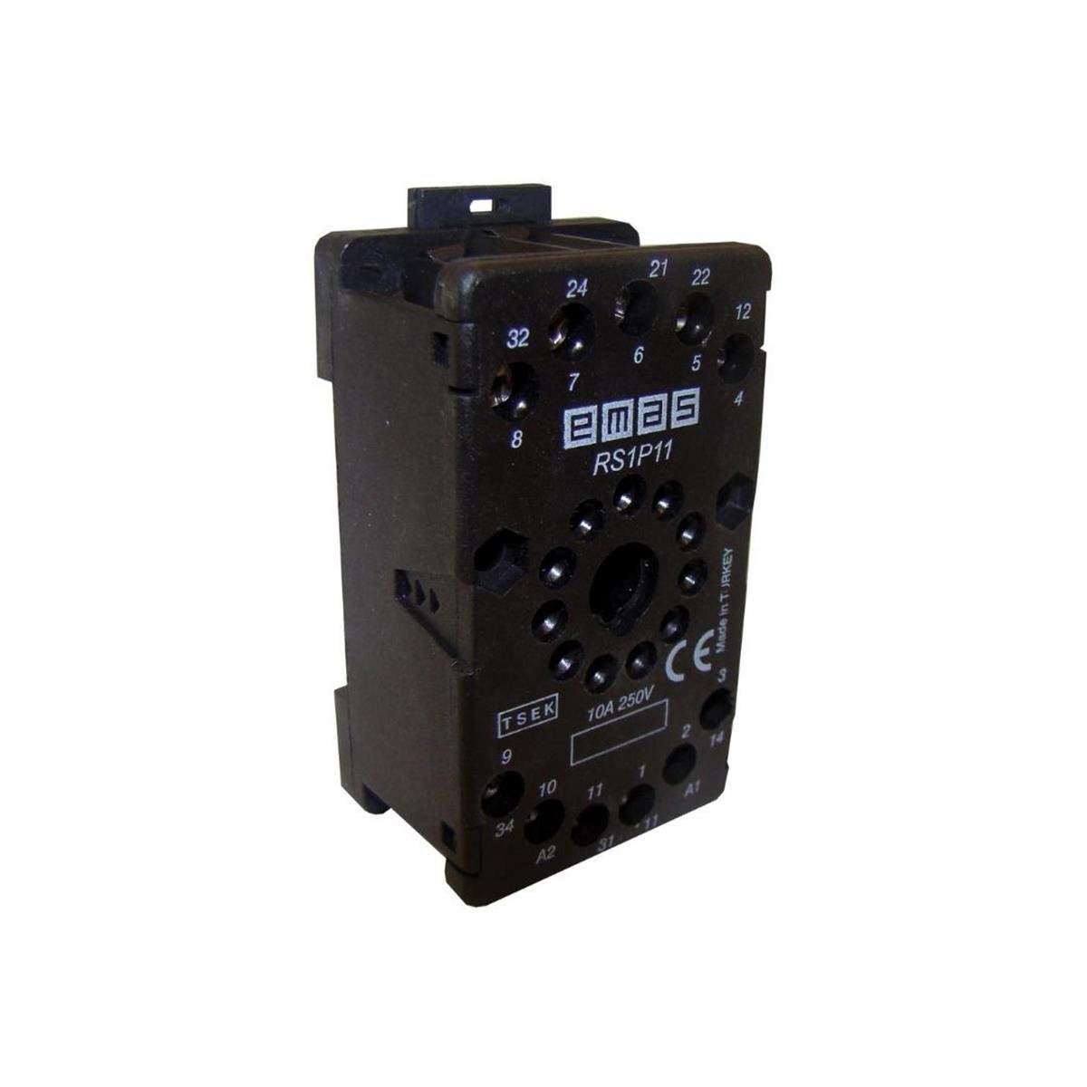 Emas RS1P11H1 Röle Soketi 11 Pinli Siyah