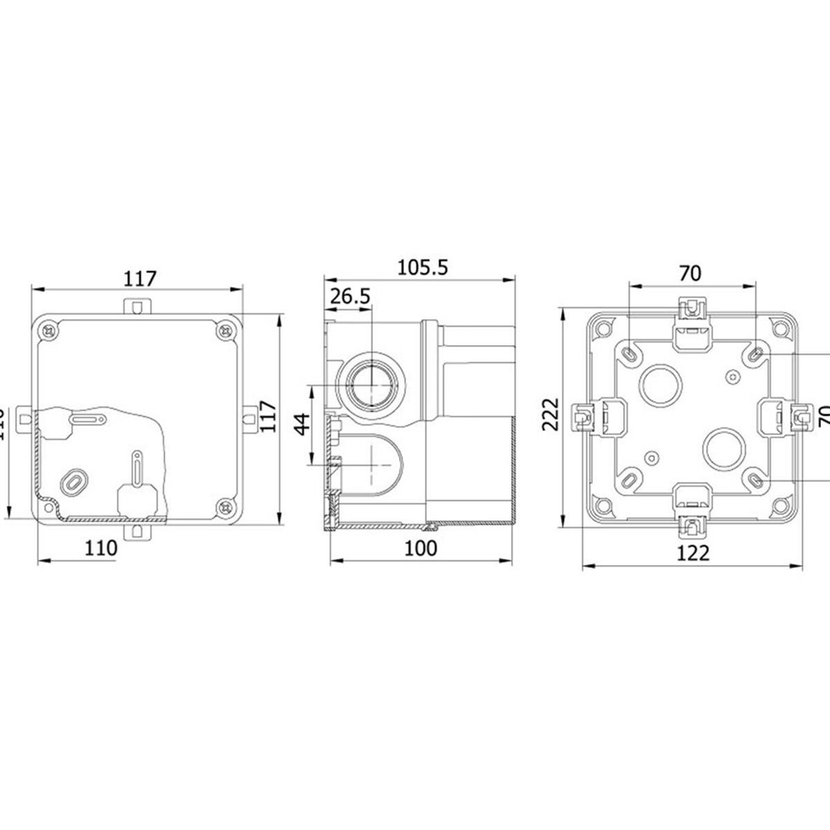 Mete Enerji 40201205 Termoplastik Buat 110x110x100mm Gri ( Derin Kapak )