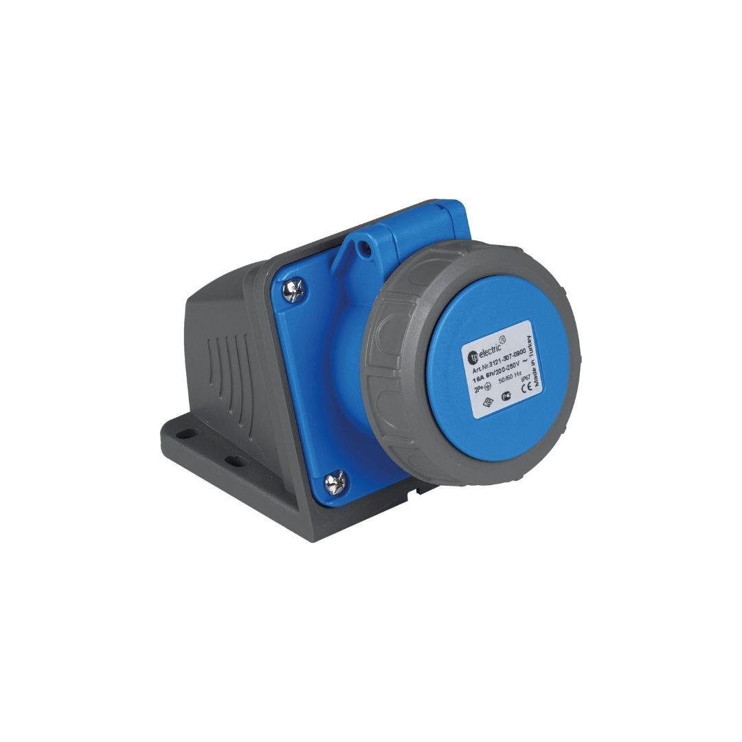 TP Electric 3121-307-0900 3x16A. Duvar Prizi Eğik Gövdeli