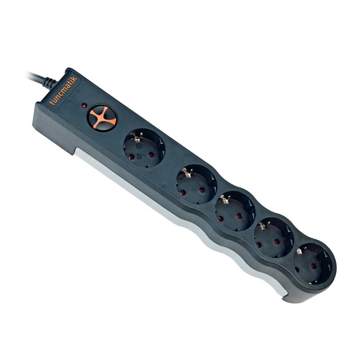 Tunçmatik TSK6136 5'li Enerji Korumalı Priz Siyah
