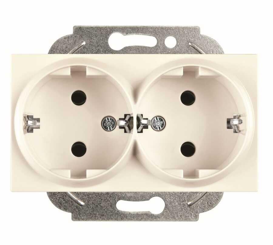 Viko 90967256 İkili Topraklı Priz Mekanizma+Düğme/Kapak Krem