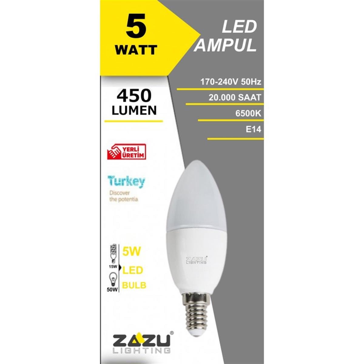 Zazu LAB051465Led Buji Ampül 5W E14 6500K