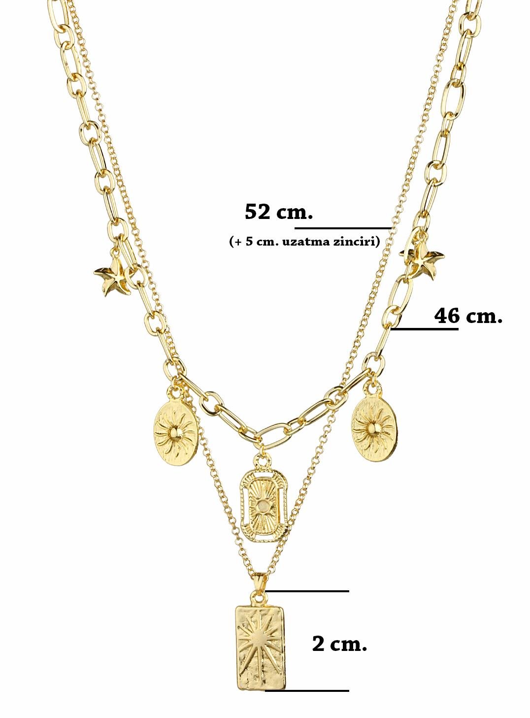 Charm Detaylı Katlı Kolye