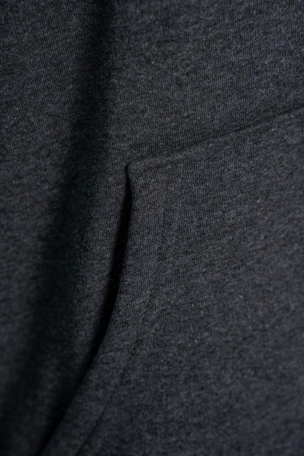  Unisex Kapüşonlu Cep Detaylı Üç İplik Sweatshirt - Antrasit