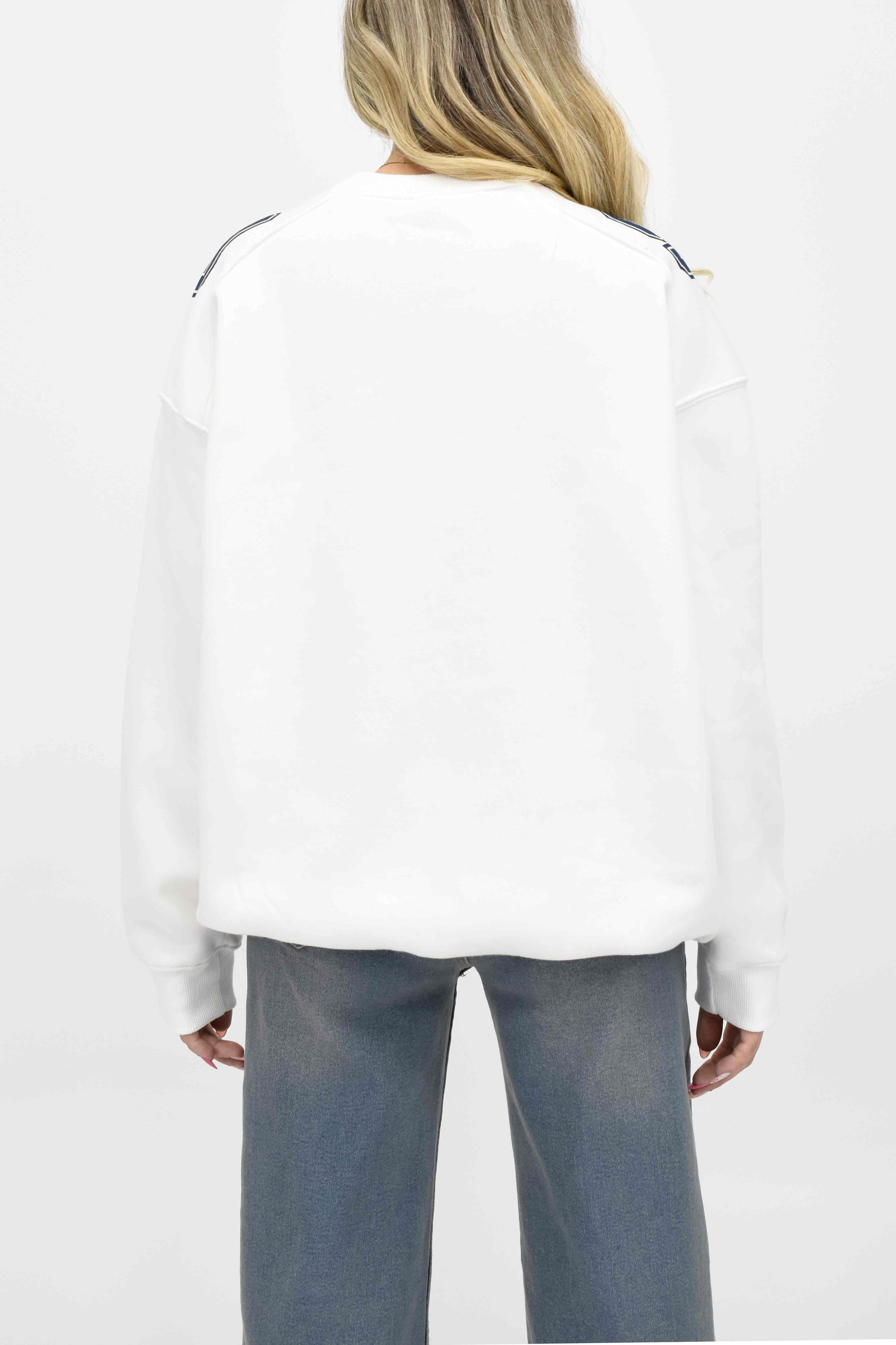 Baskılı Oversize Sweatshirt-Beyaz 