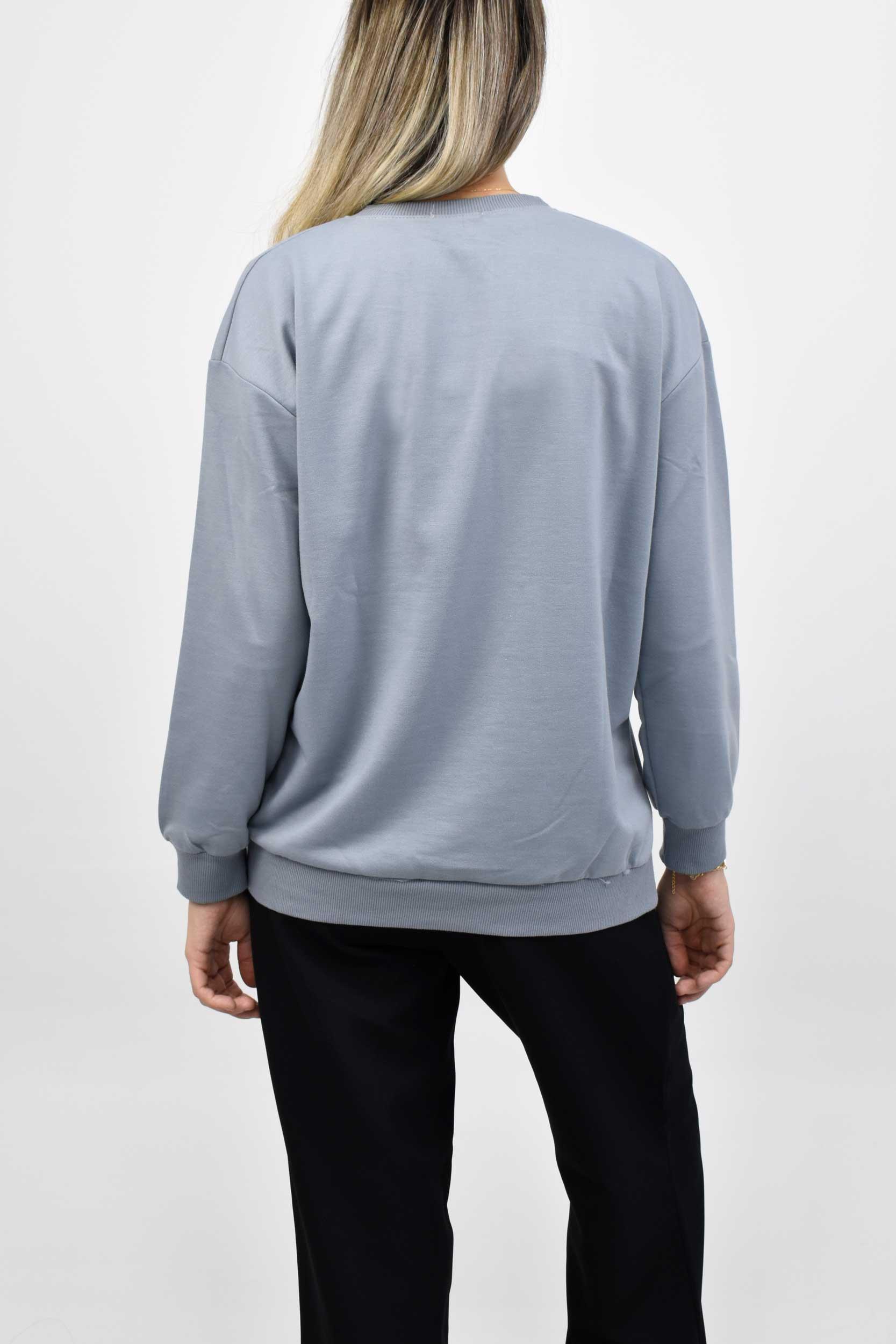 Beli Lastikli Bisiklet Yaka Sweatshirt - Gri