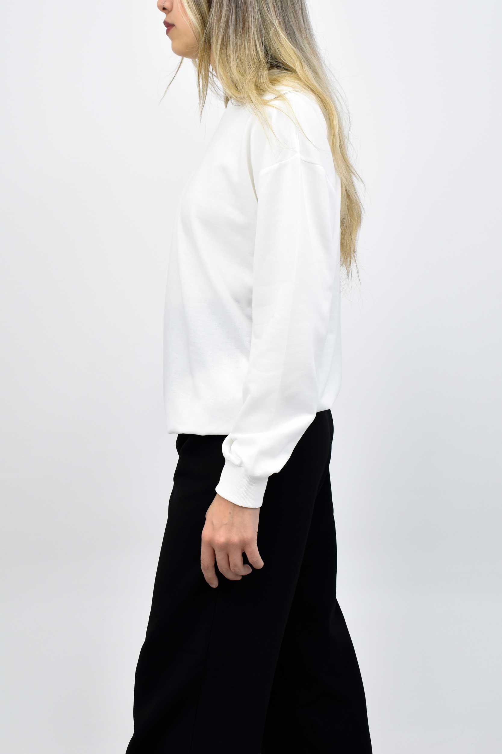Beli Lastikli Bisiklet Yaka Sweatshirt - Beyaz