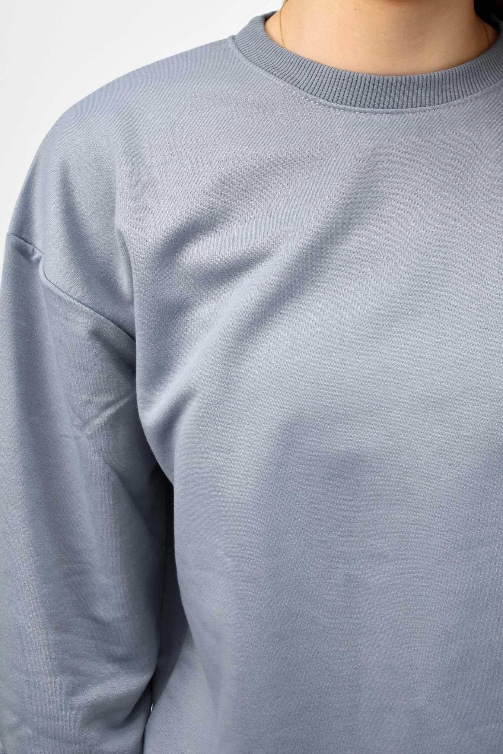 Beli Lastikli Bisiklet Yaka Sweatshirt - Gri