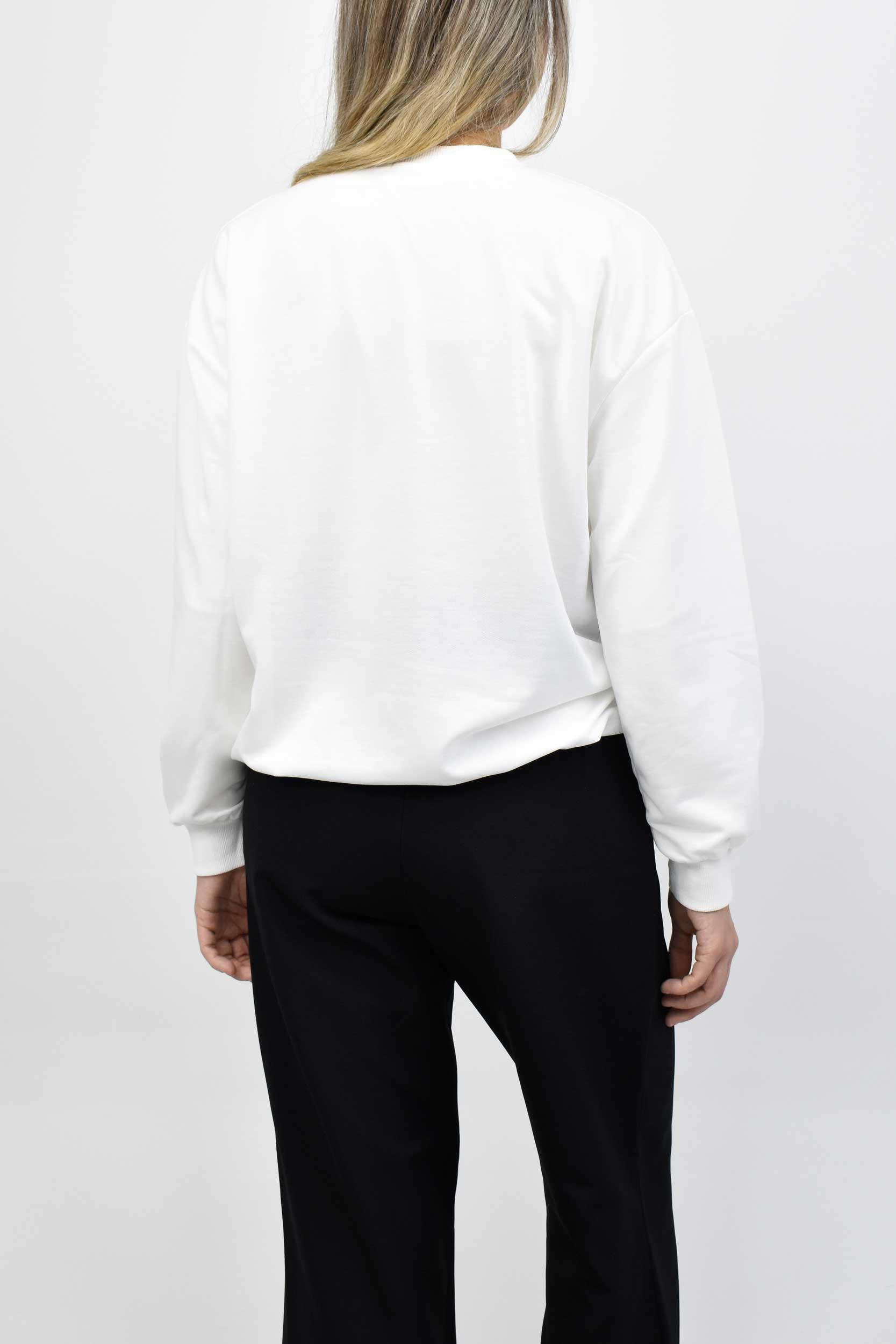 Beli Lastikli Bisiklet Yaka Sweatshirt - Beyaz