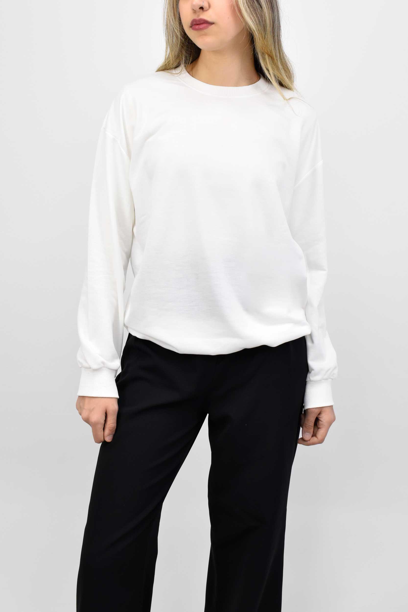 Beli Lastikli Bisiklet Yaka Sweatshirt - Beyaz