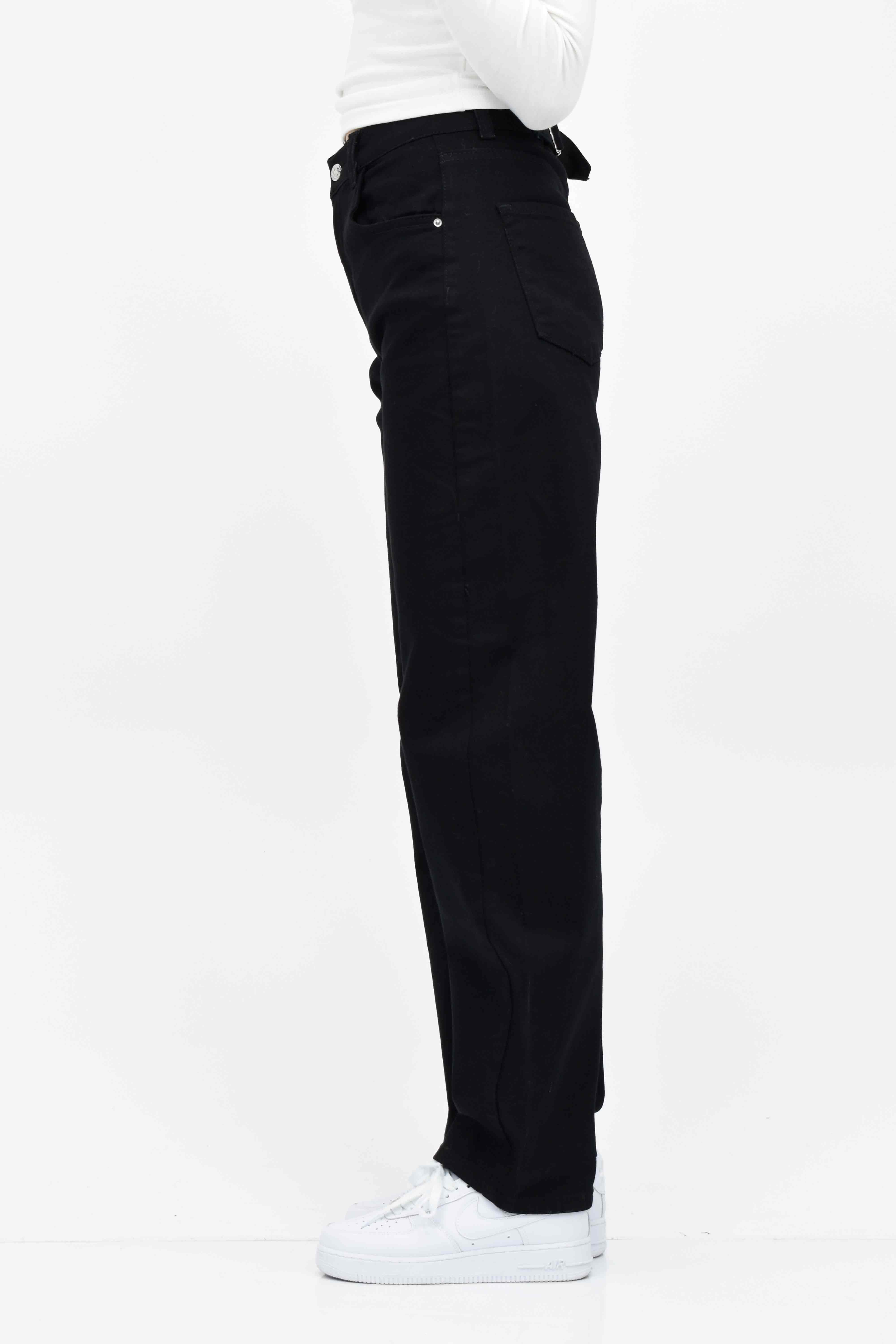 Beli Tokalı Baggy Pantolon-Siyah 