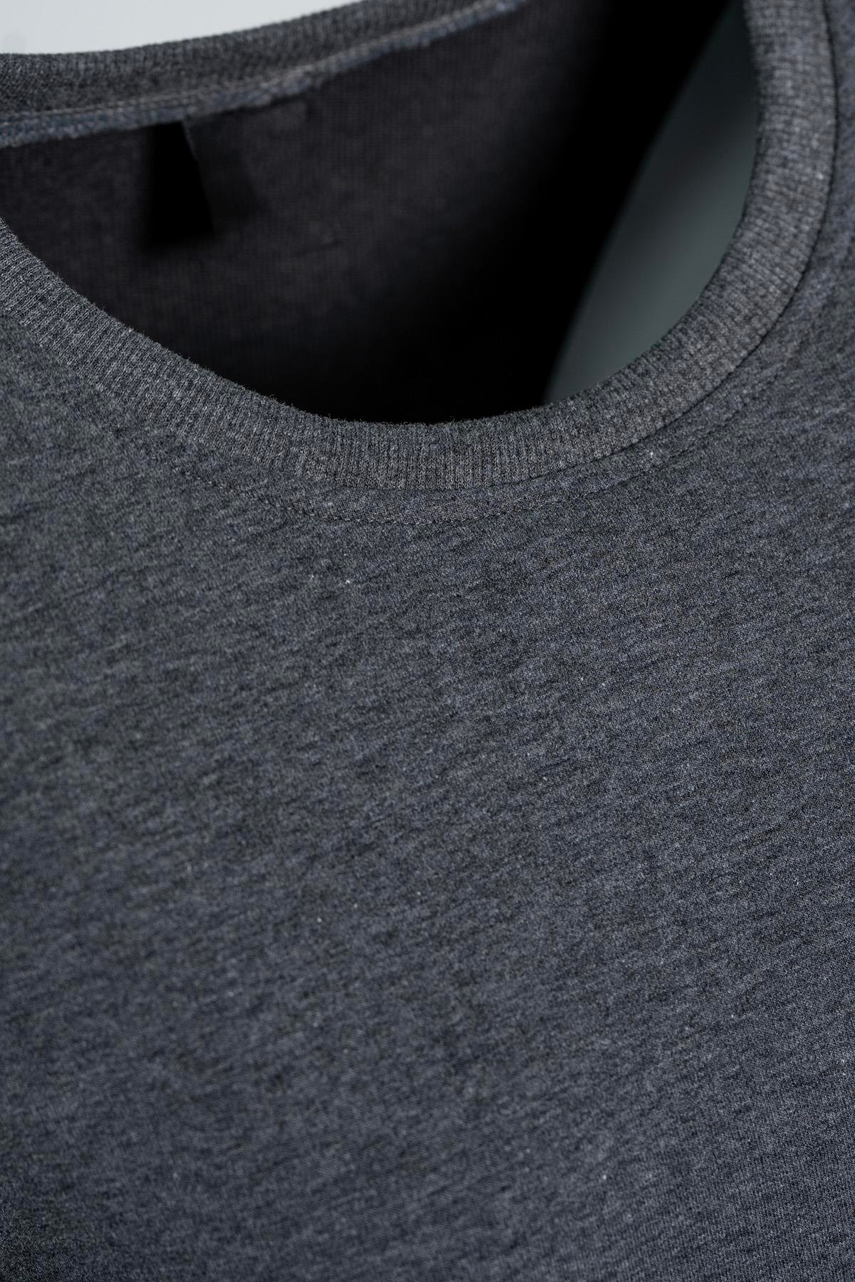 Bisiklet Yaka Basic Sweatshirt - Antrasit