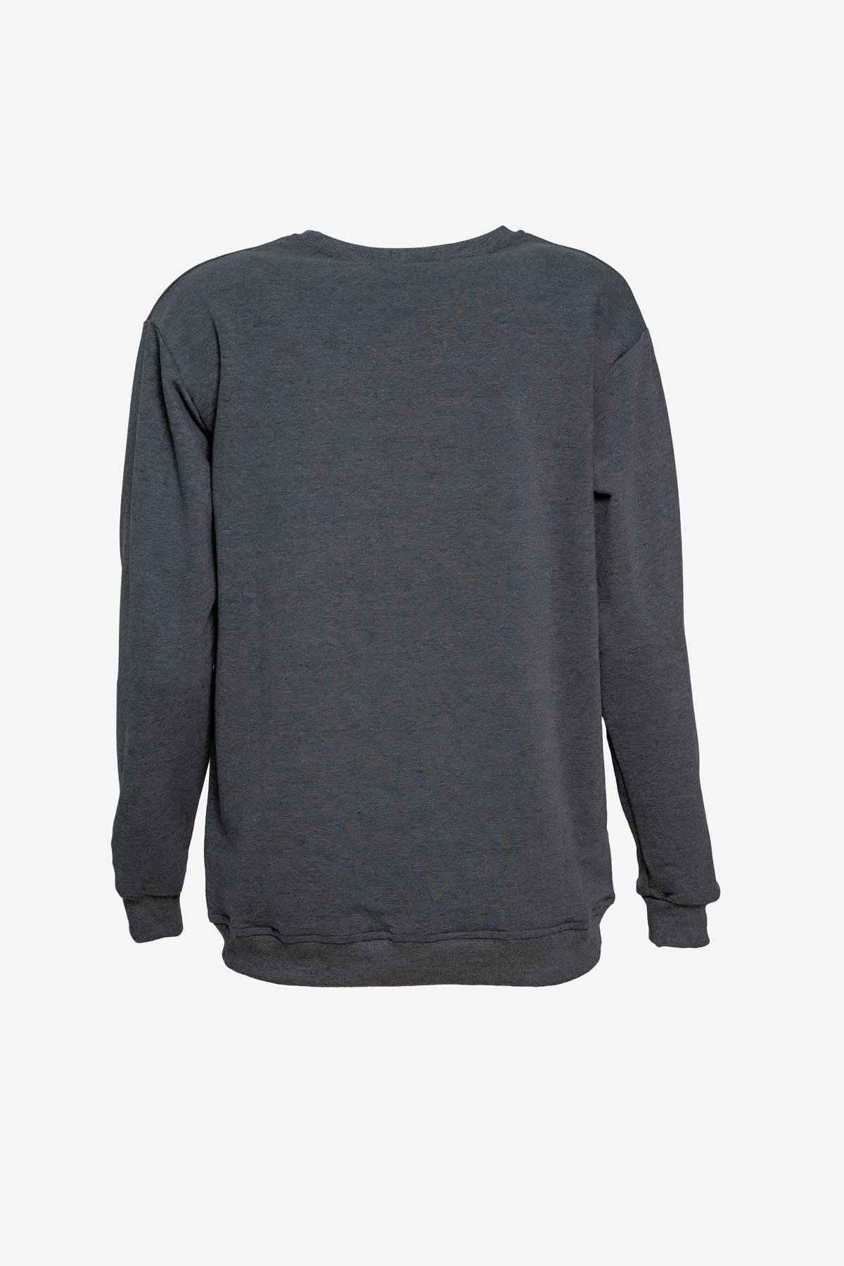 Bisiklet Yaka Basic Sweatshirt - Antrasit