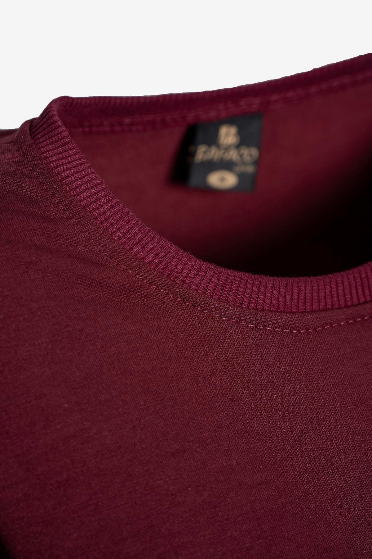 Bisiklet Yaka Basic Sweatshirt - Bordo