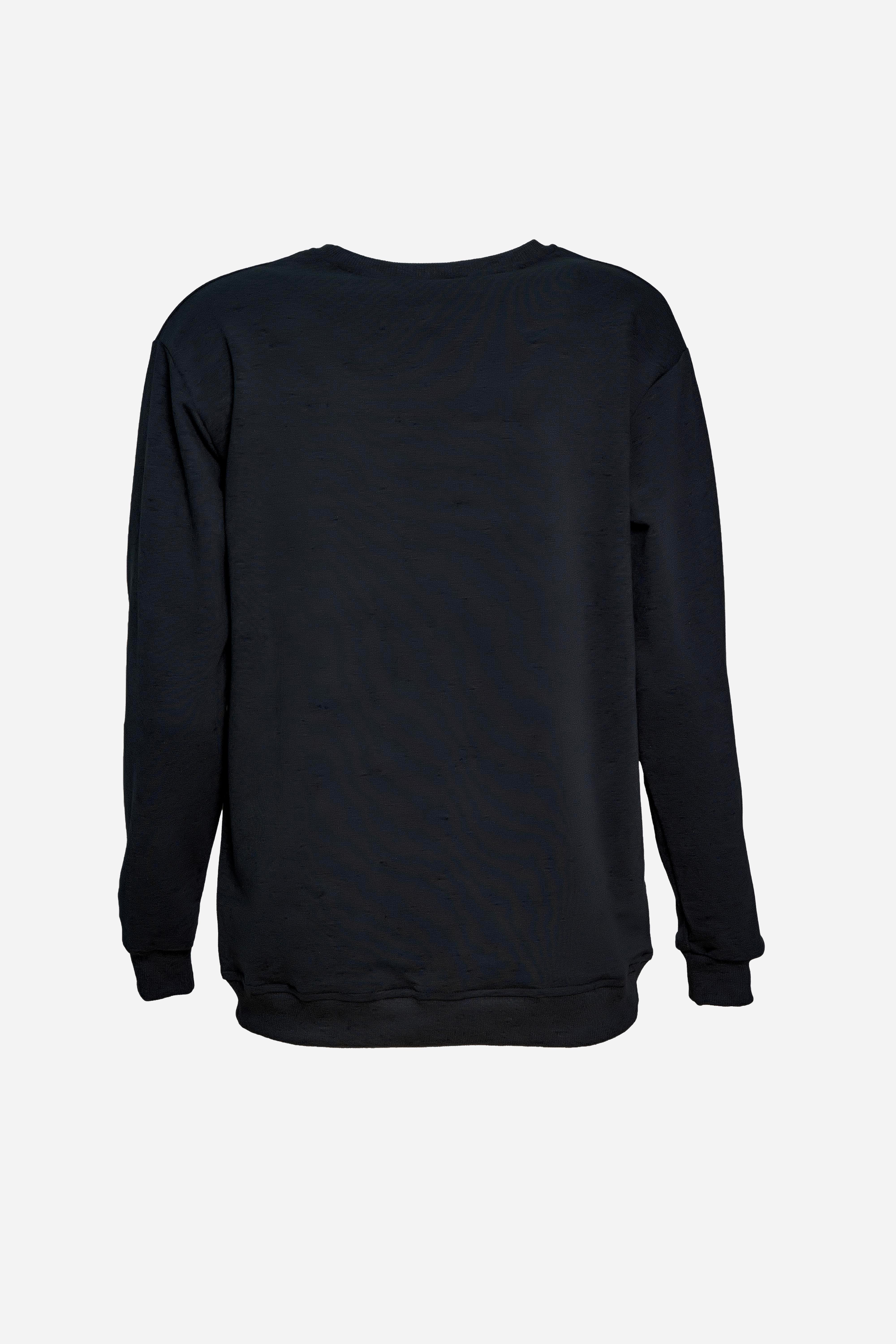 Bisiklet Yaka Basic Sweatshirt - Siyah