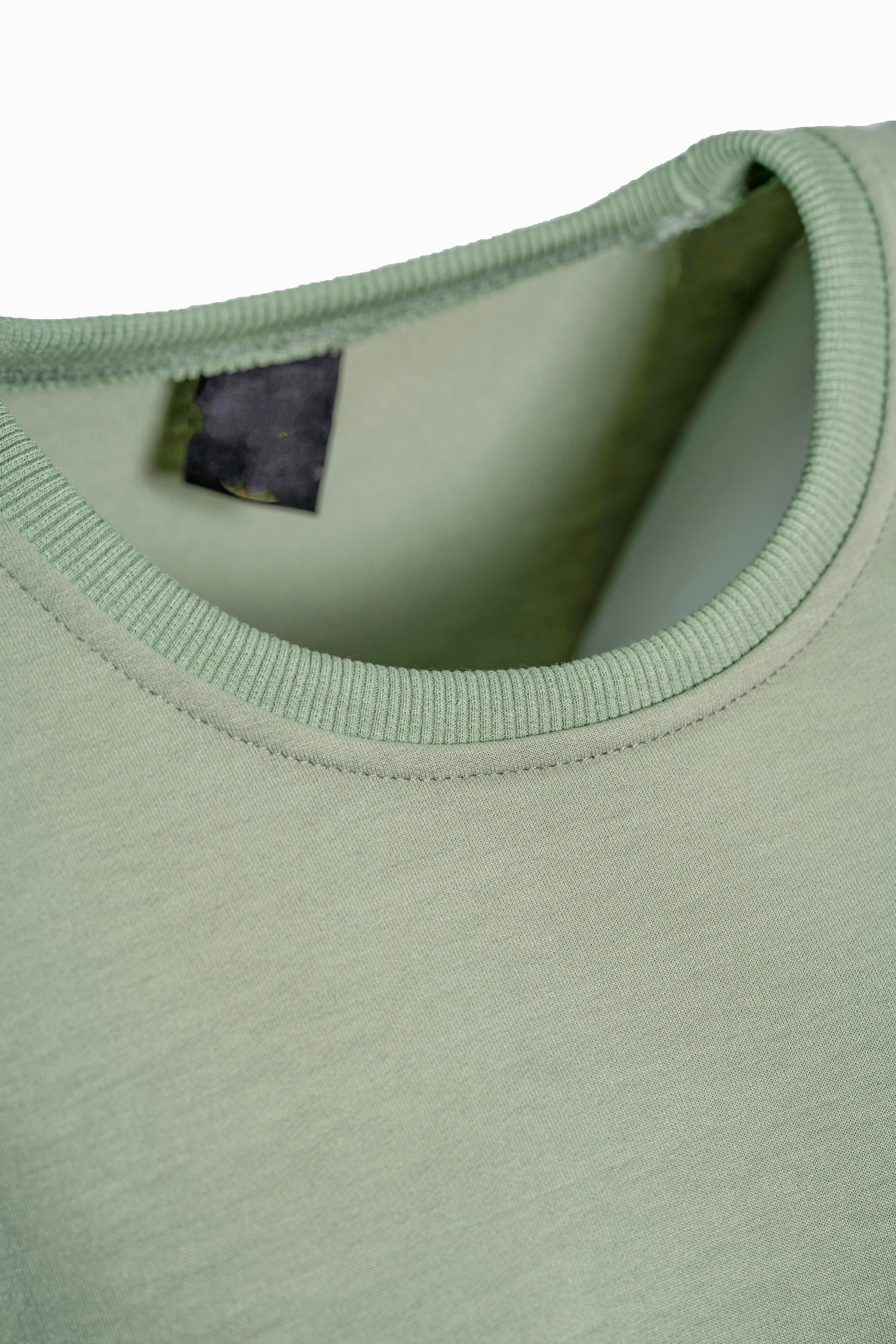 Bisiklet Yaka Basic Sweatshirt - Yeşil