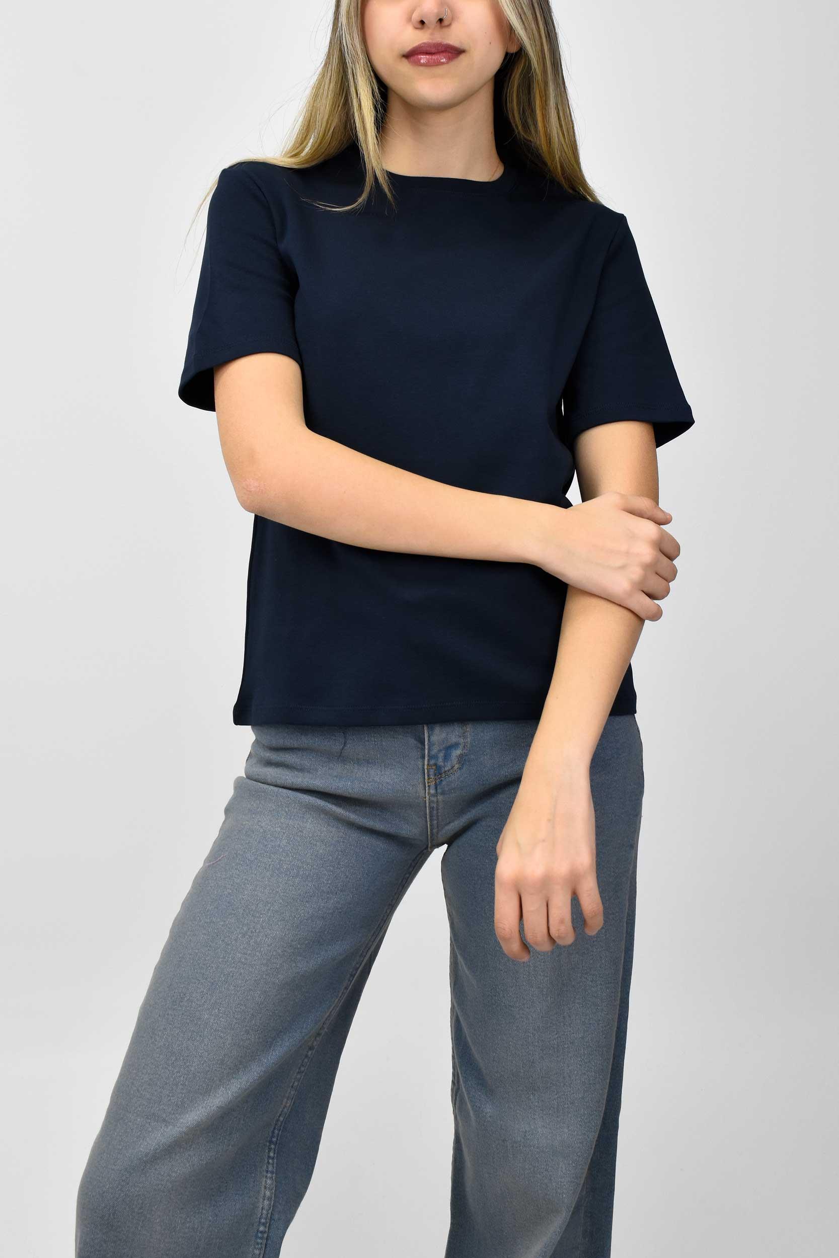 Bisiklet Yaka Basic Tişört - Lacivert