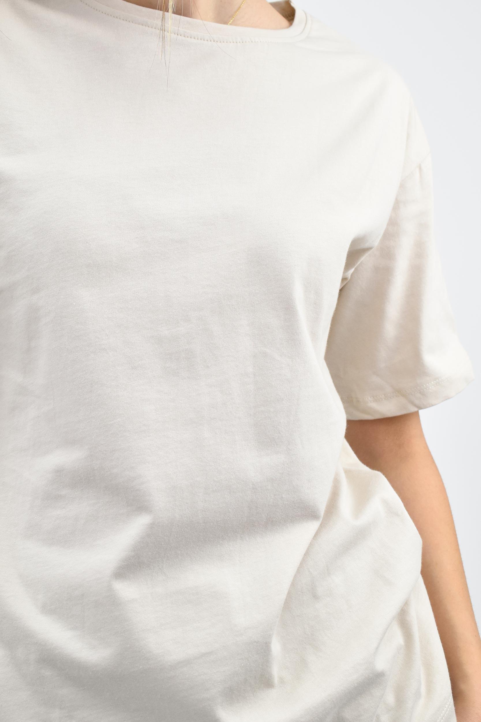 Bisiklet Yaka Oversize Basic Tişört - Bej