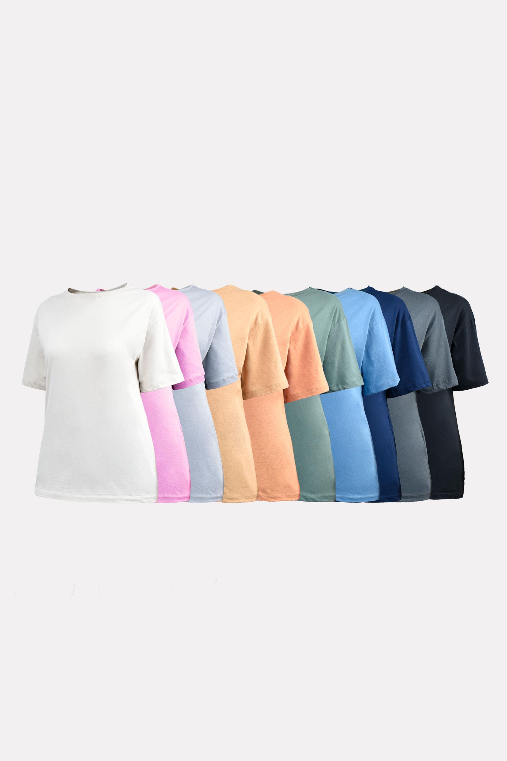 Bisiklet Yaka Oversize Basic Tişört - Krem