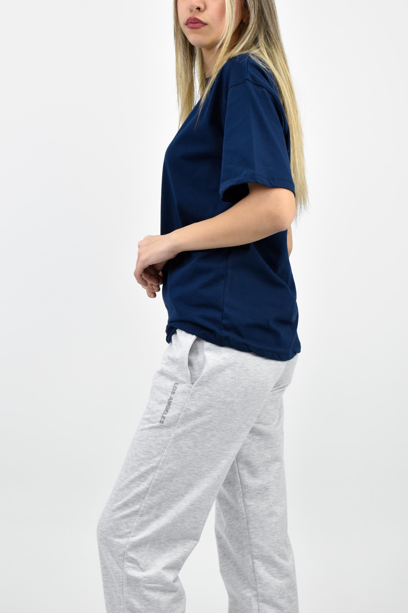 Bisiklet Yaka Oversize Basic Tişört - Lacivert