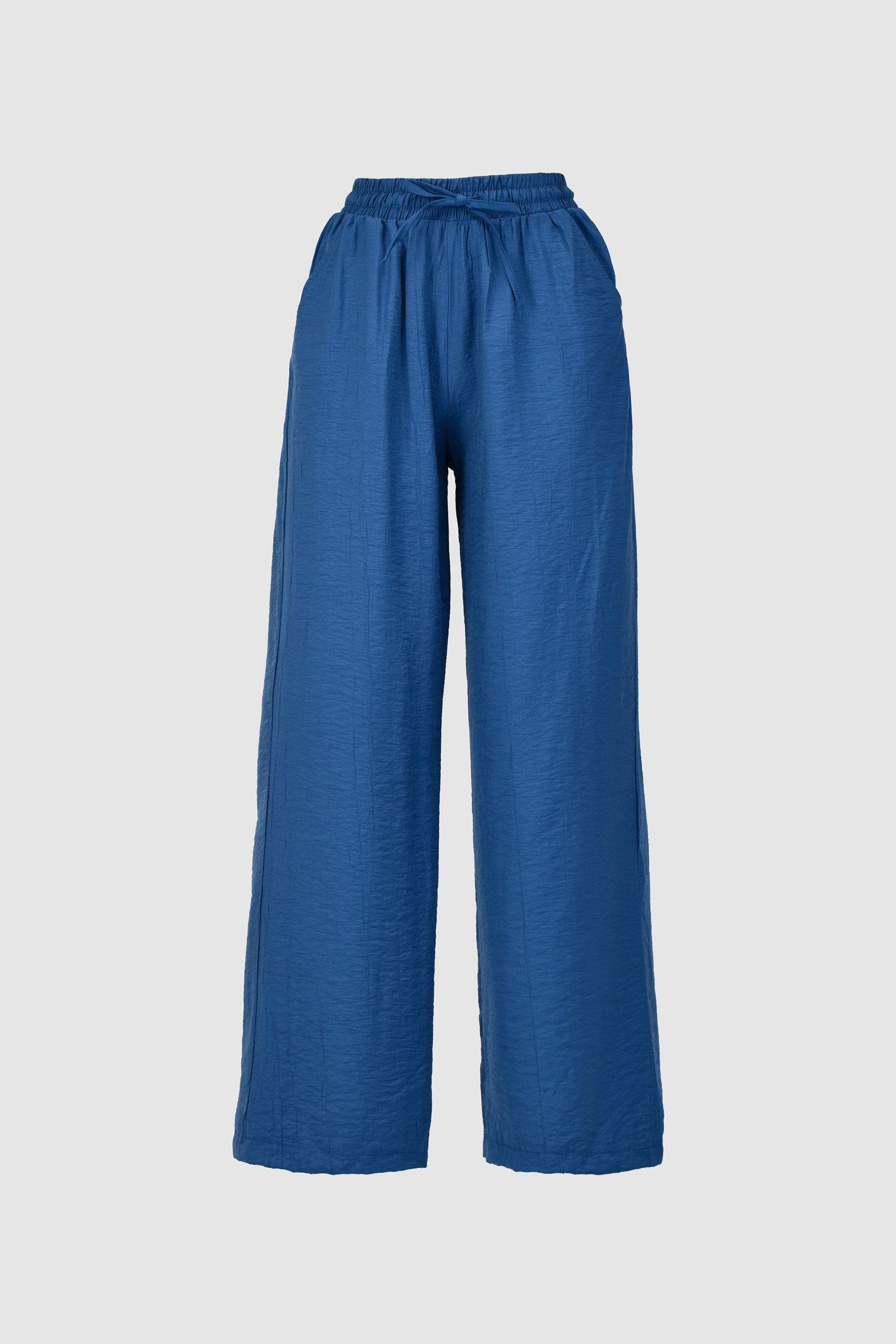 Çilek Kumaş Yazlık Pantolon -Mavi