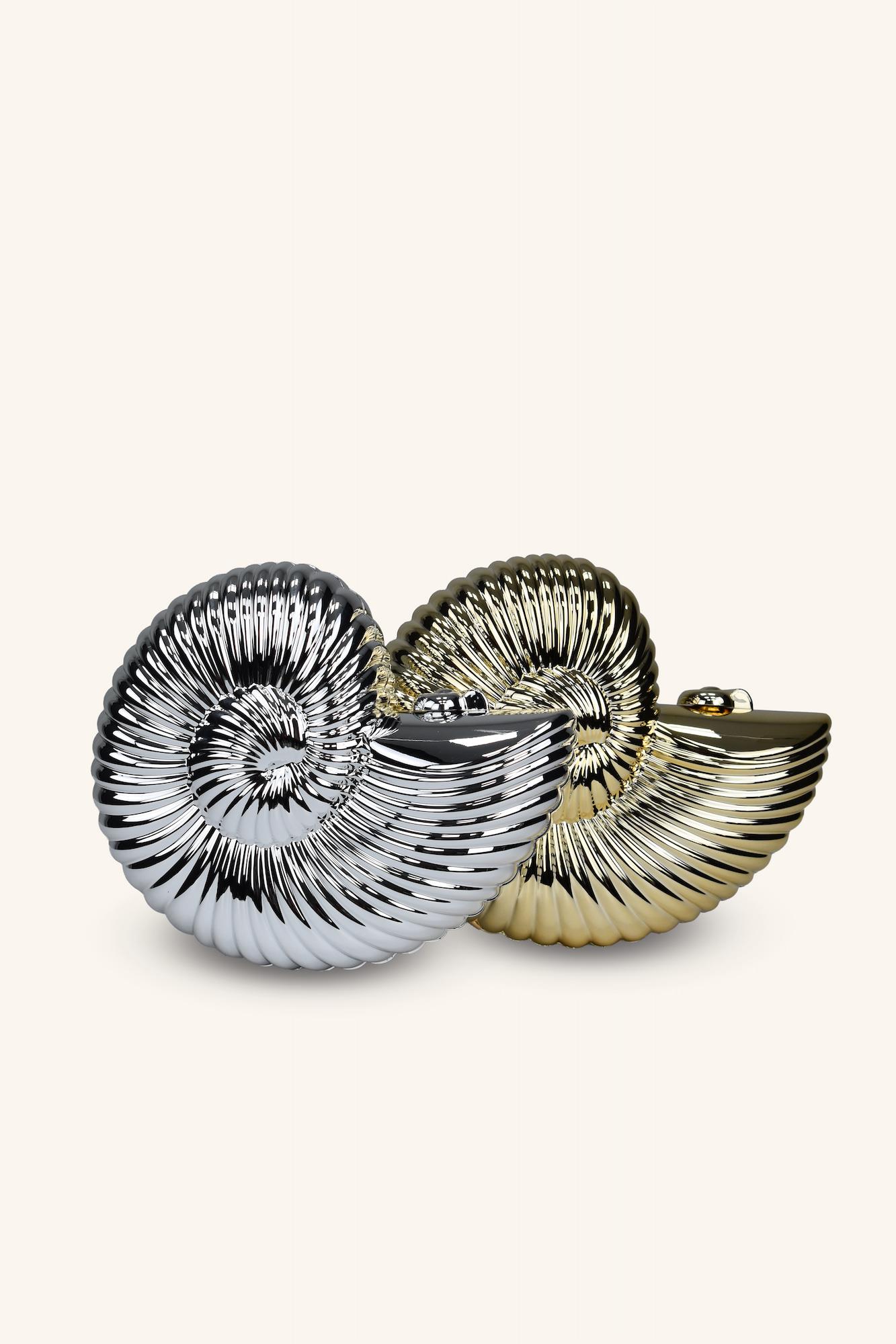 Deniz Kabuğu Model Parlak Abiye Çanta - Gold