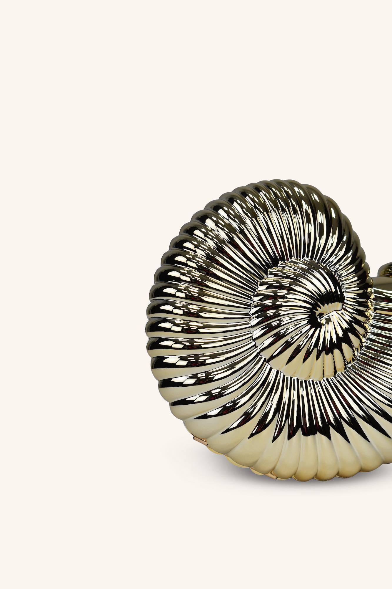 Deniz Kabuğu Model Parlak Abiye Çanta - Gold