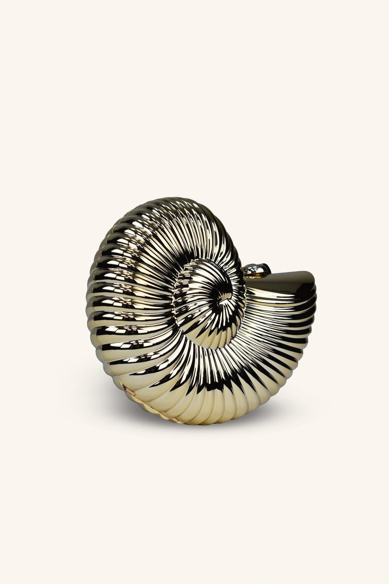 Deniz Kabuğu Model Parlak Abiye Çanta - Gold