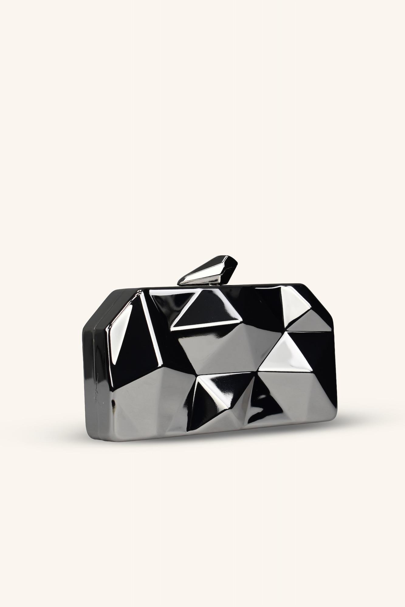 Dikdörtgen Model Parlak Abiye Çanta - Gümüş