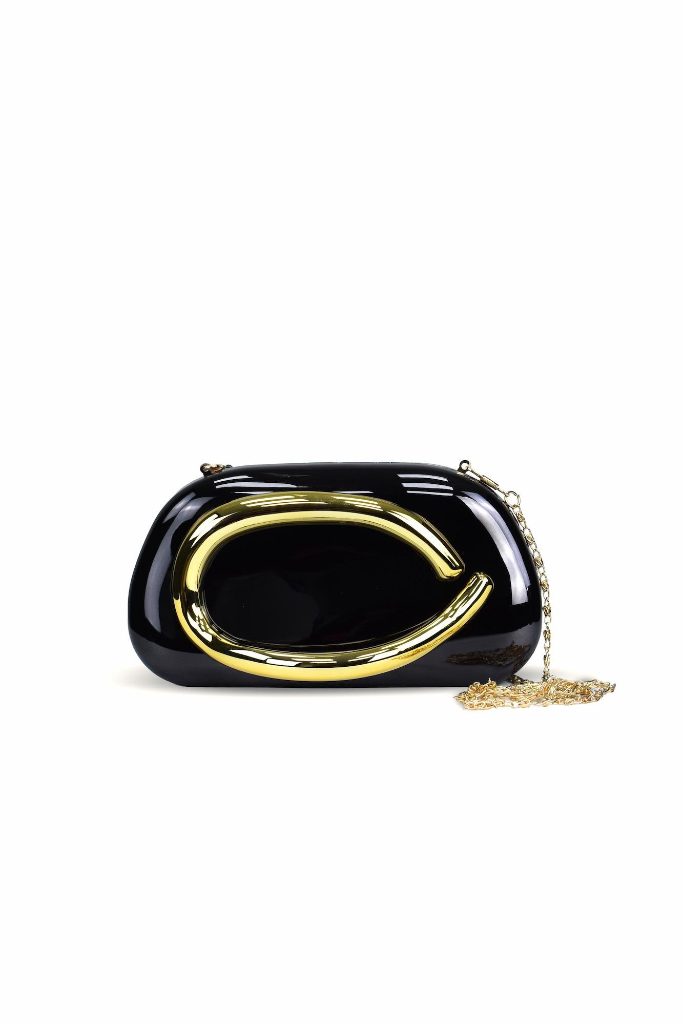 Glow Model Parlak Abiye Çanta - Siyah