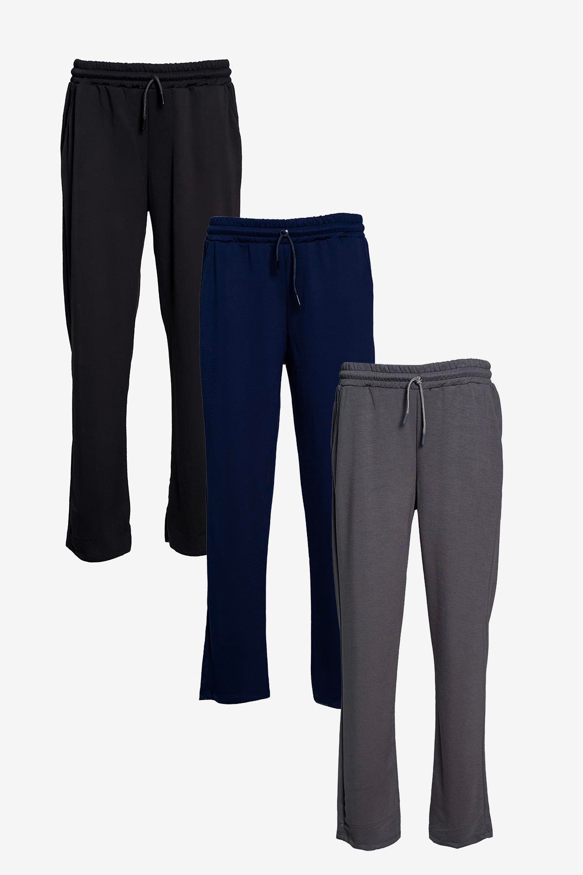 İki İplik Bol Paça Cep Detaylı Eşofman Altı - Lacivert