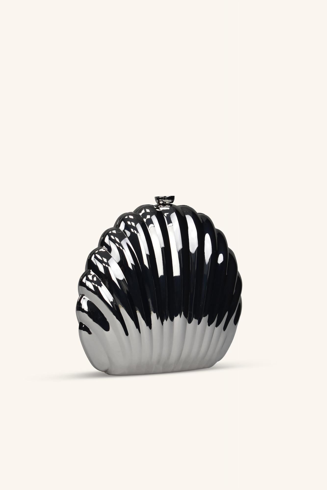 İstiridye Model Parlak Abiye Çanta - Gümüş