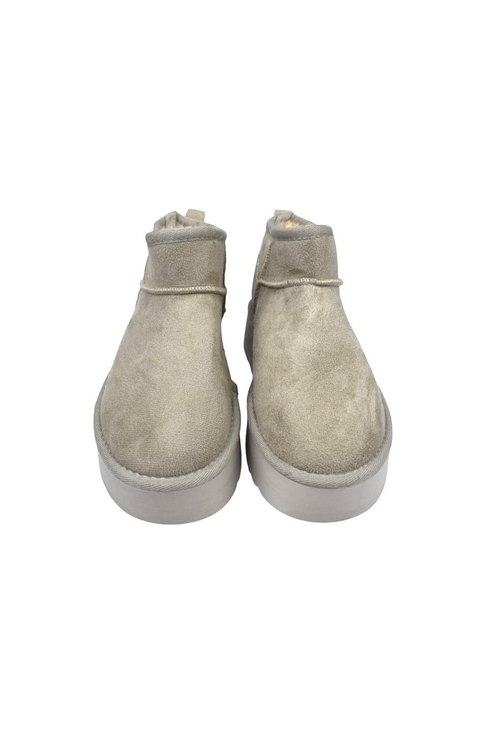 Kadın Süet Kalın Taban Kışlık Bot - Krem