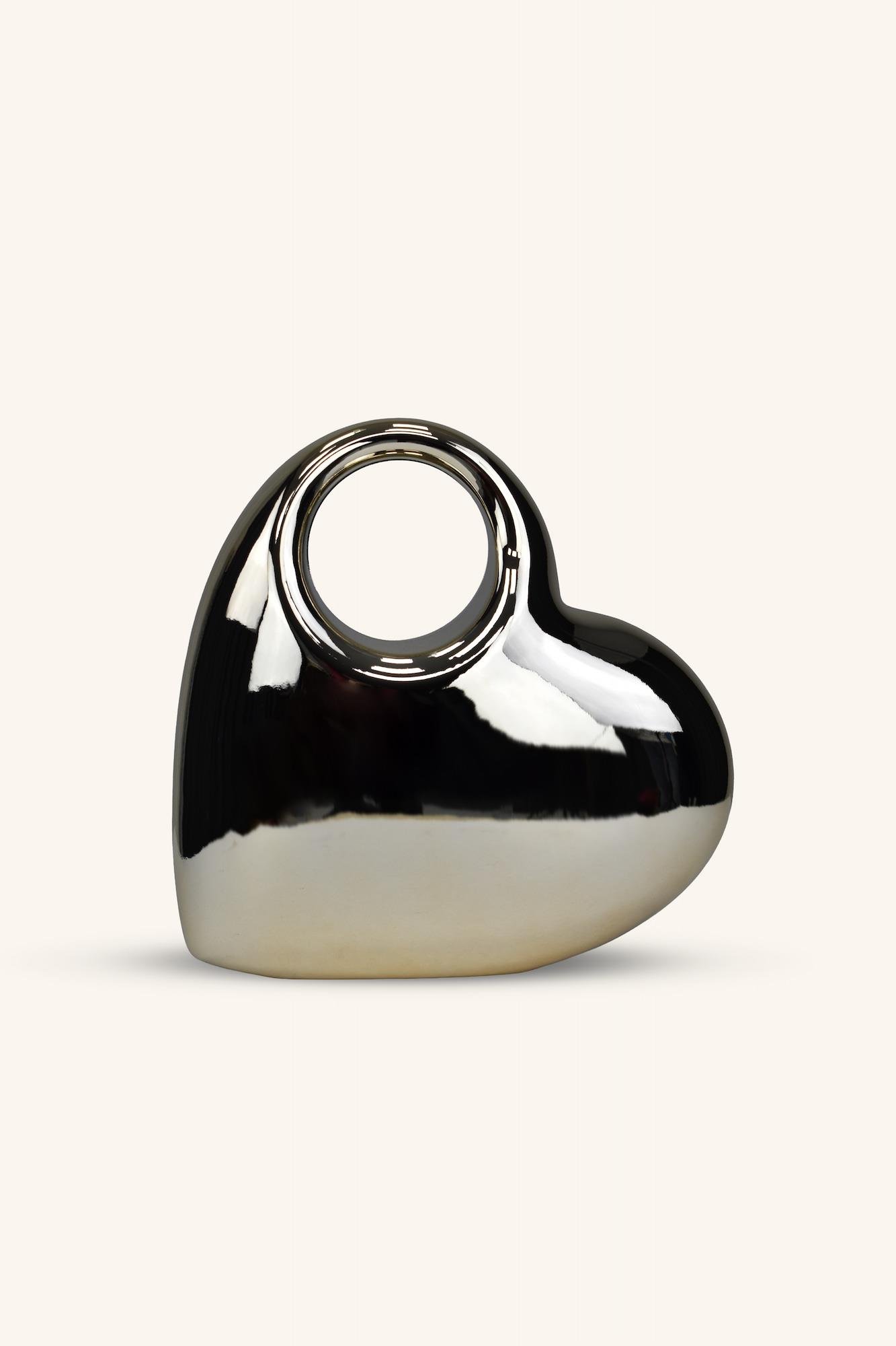 Kalp Model Parlak Abiye Çanta - Gold