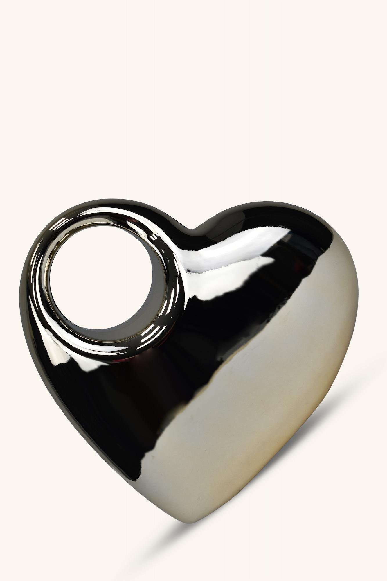 Kalp Model Parlak Abiye Çanta - Gold